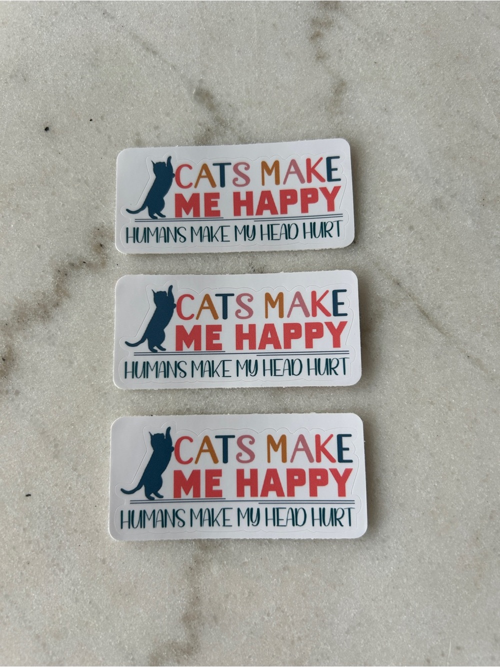 Cats Make Me Happy Sticker - Multicolor Cat Quote